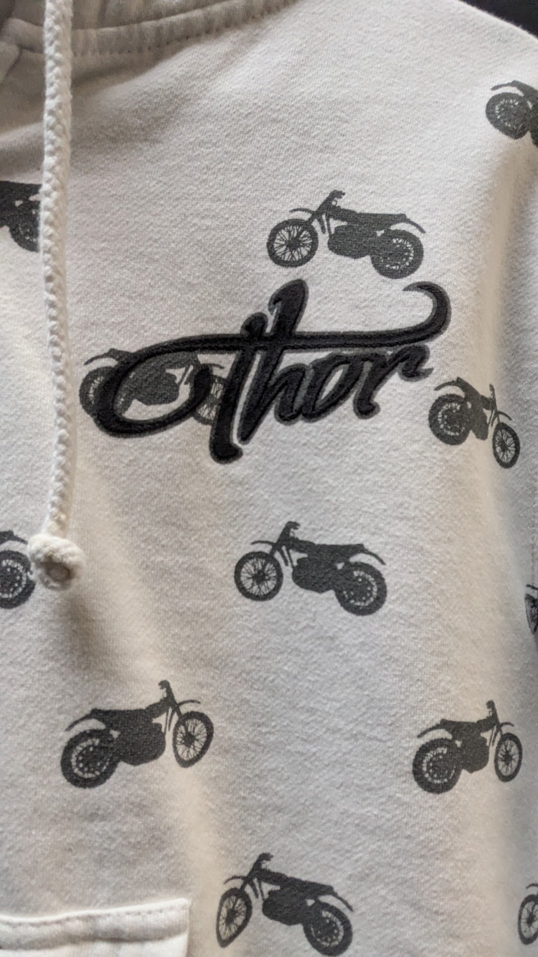 Thor Women's Full Zip Hoodie Motorcycle Print White Gray Graphic Jacket Size Large