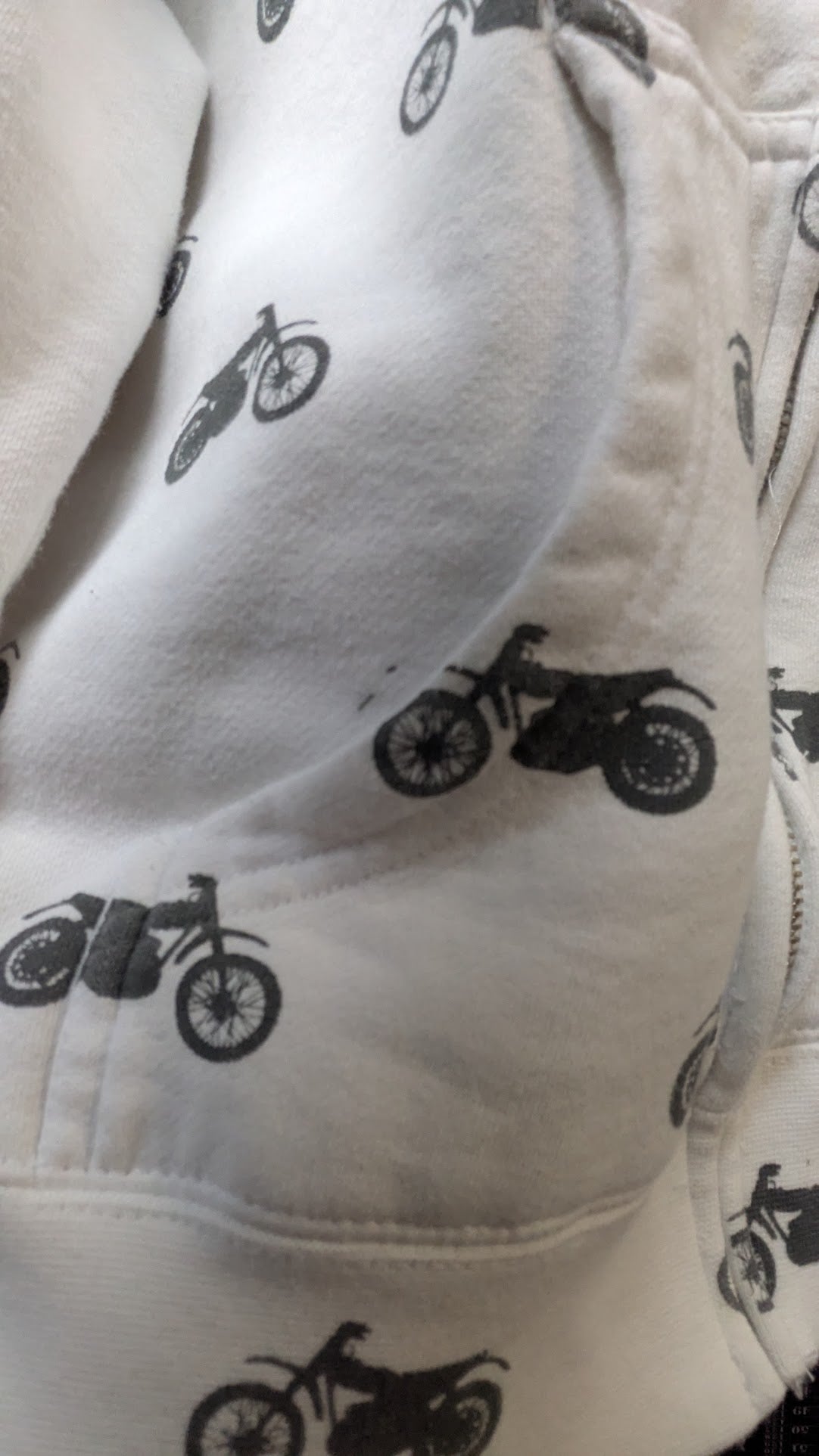 Thor Women's Full Zip Hoodie Motorcycle Print White Gray Graphic Jacket Size Large