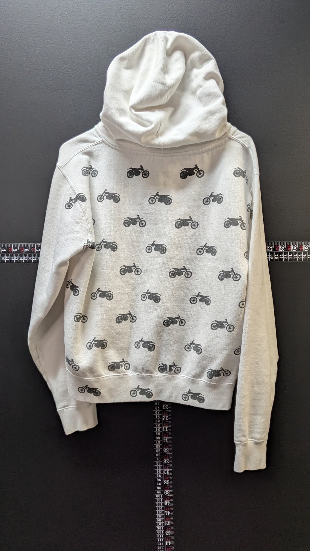 Thor Women's Full Zip Hoodie Motorcycle Print White Gray Graphic Jacket Size Large