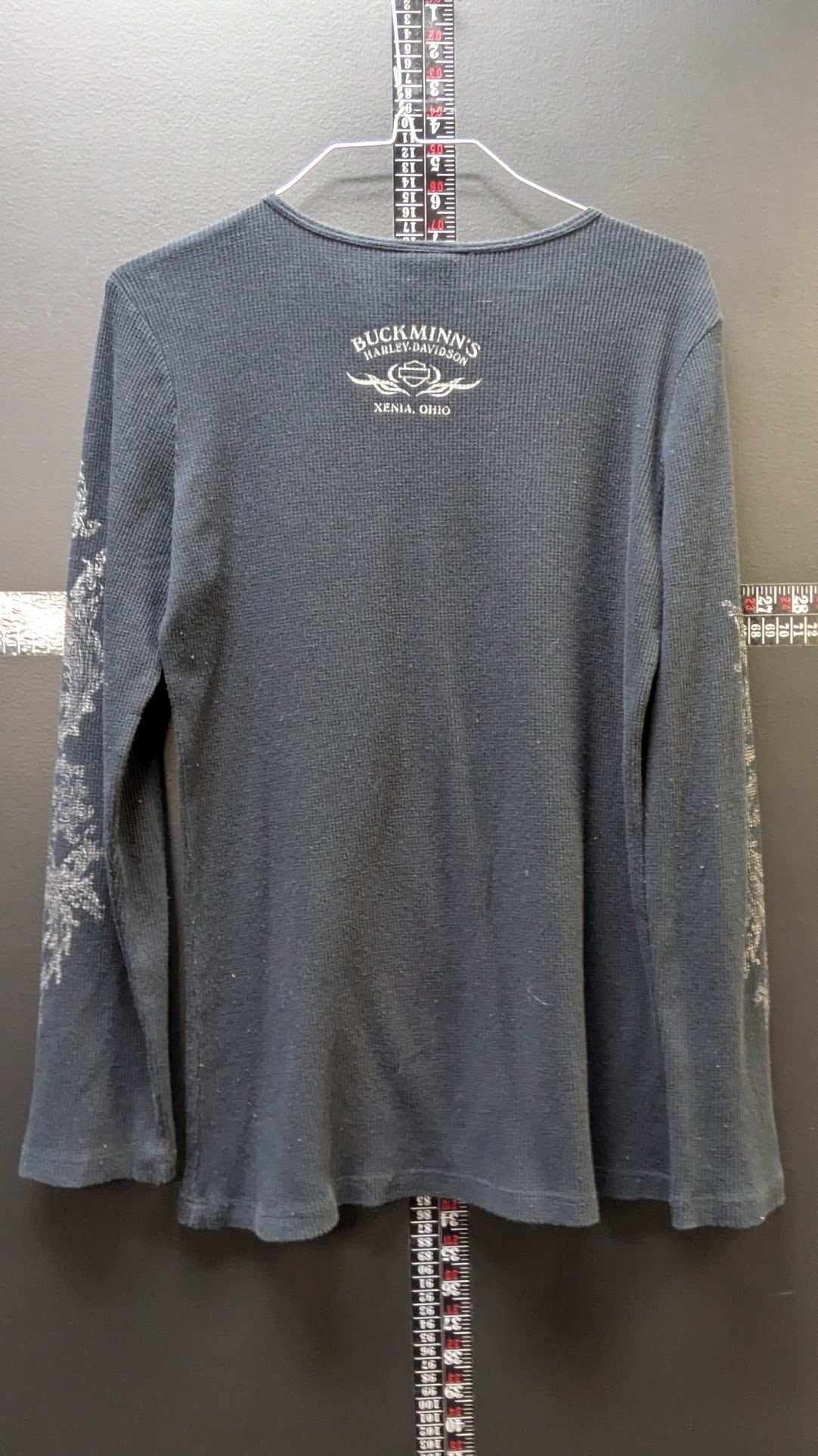 Harley-Davidson Women's Thermal Shirt Large Black Waffle Knit Buckminn's Xenia Ohio