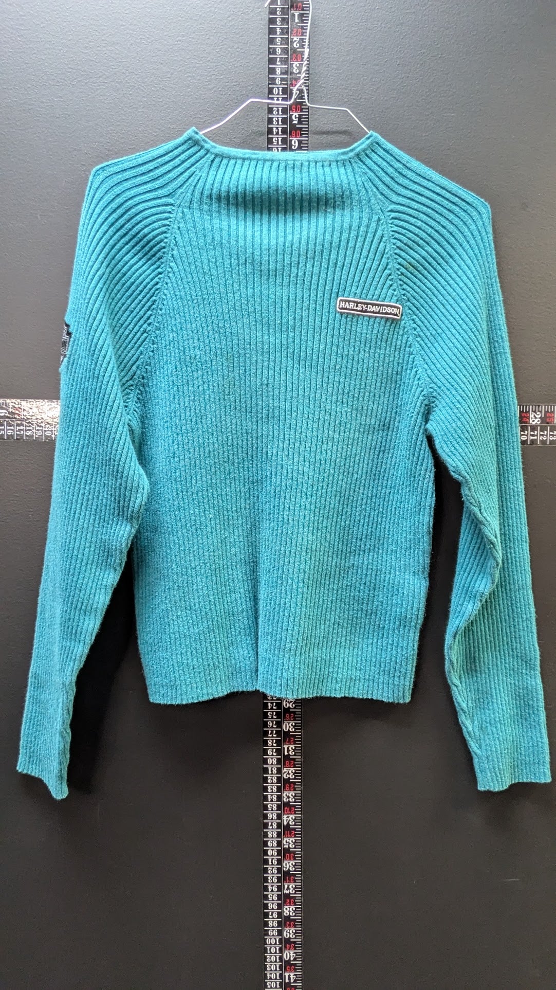 Harley-Davidson American Legend Women's Ribbed Knit Sweater Teal Blue Medium