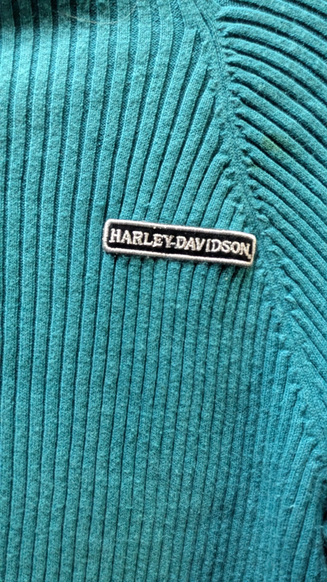 Harley-Davidson American Legend Women's Ribbed Knit Sweater Teal Blue Medium