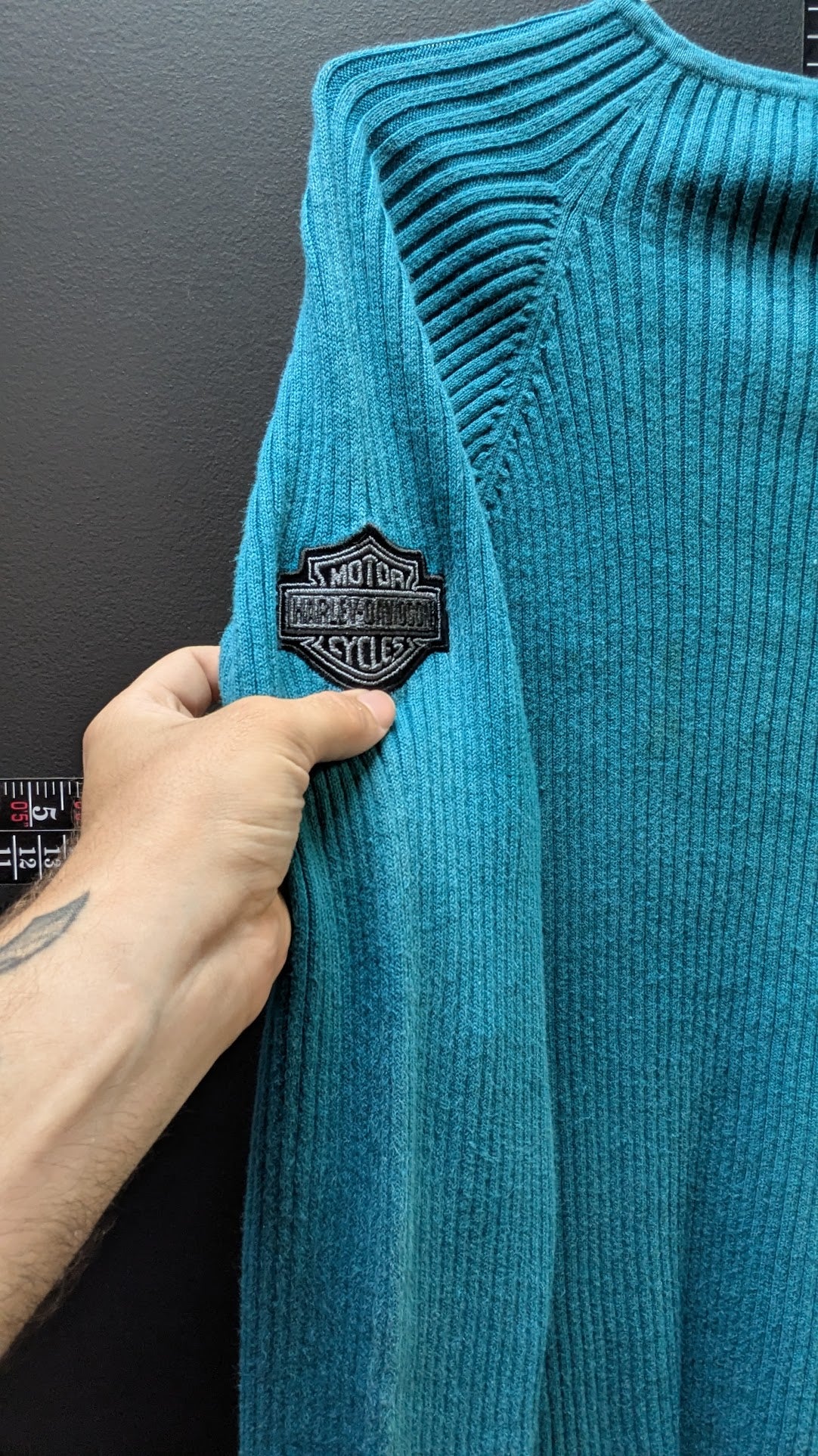 Harley-Davidson American Legend Women's Ribbed Knit Sweater Teal Blue Medium