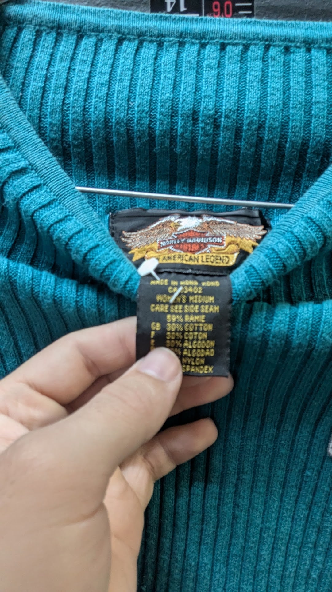 Harley-Davidson American Legend Women's Ribbed Knit Sweater Teal Blue Medium