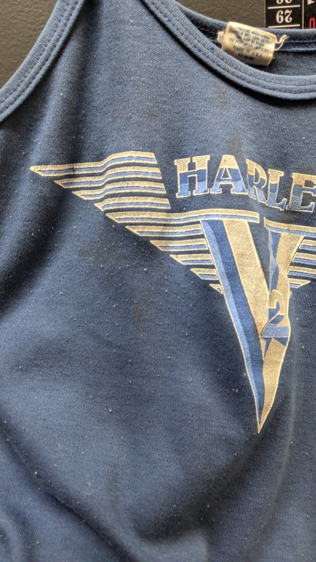 Vintage 1988 Harley-Davidson Women's Tank Top Blue Buckminn's Xenia Ohio Small