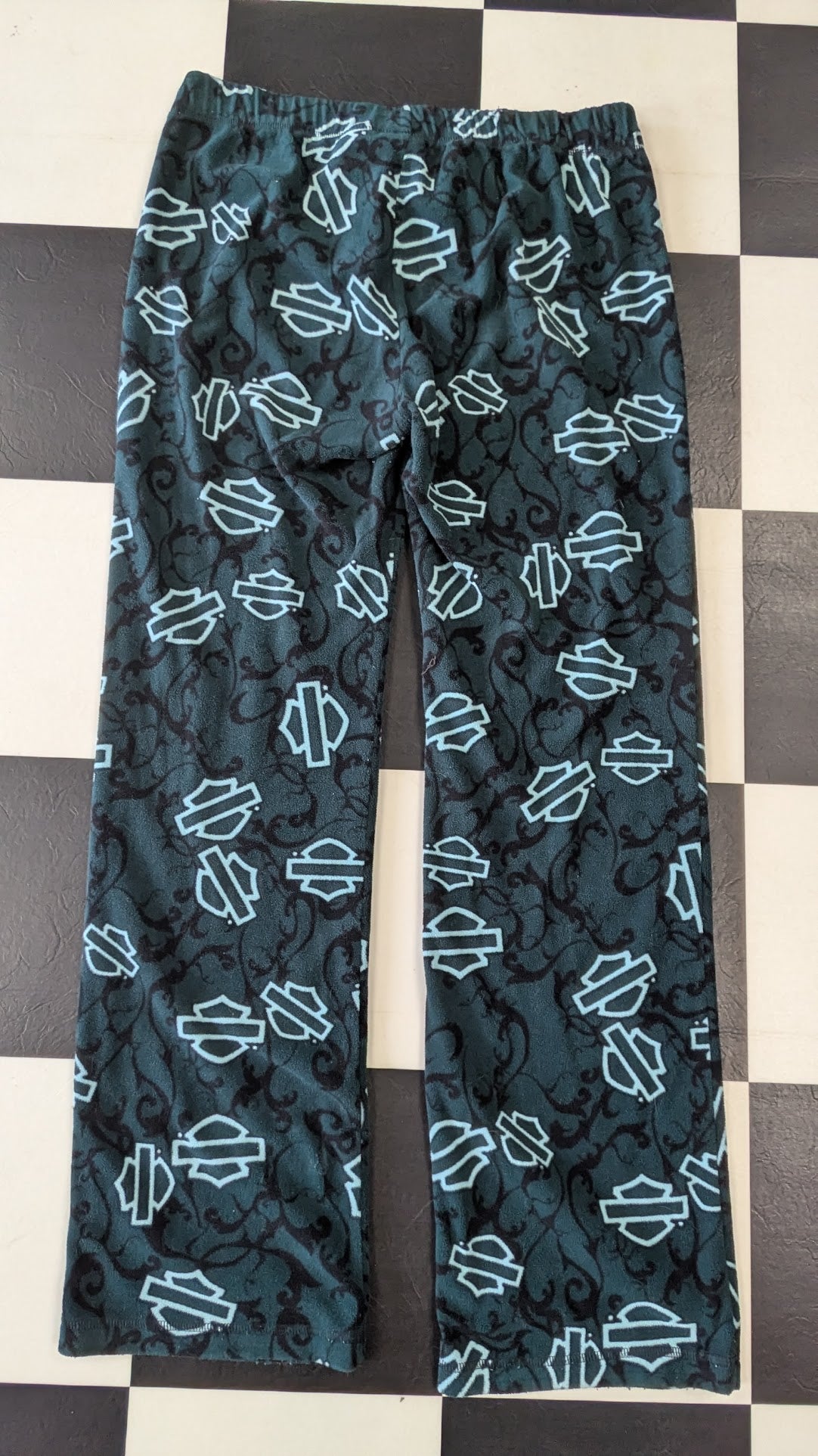 Harley-Davidson Women's Lounge Pants Pajama Pants Medium Blue Bar & Shield Allover Print