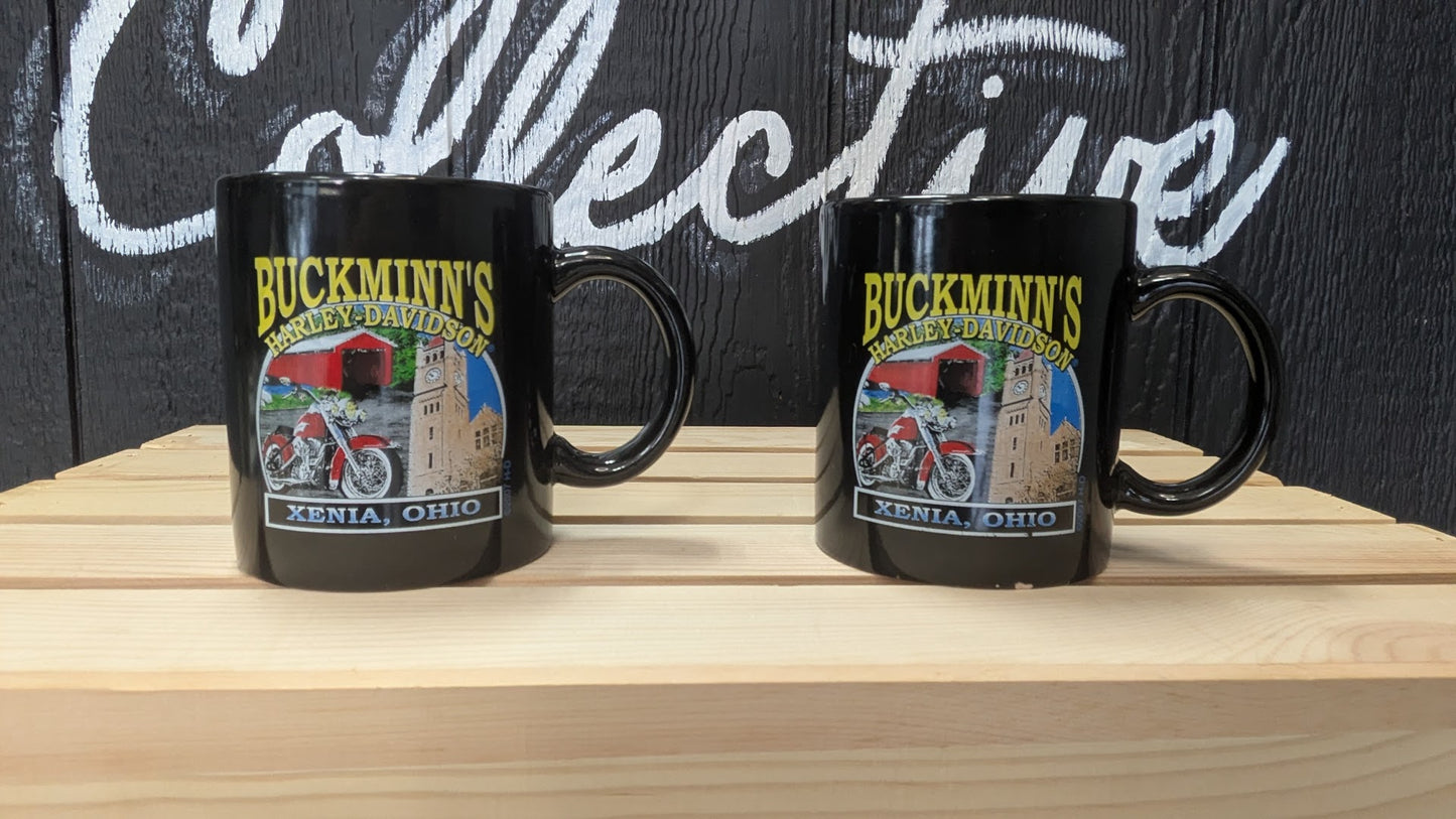 Vintage Buckminn's Harley-Davidson Xenia Ohio Coffee Mug Set – Pair of 2 Dealer Mugs