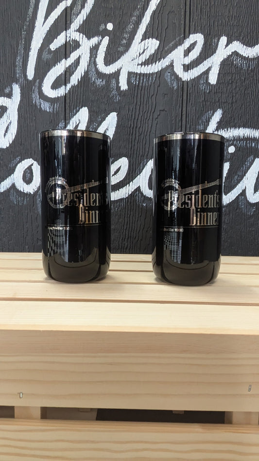 Vintage Harley-Davidson President's Dinner Nashville 1993 Glasses – Set of 2 Black Commemorative Tumblers