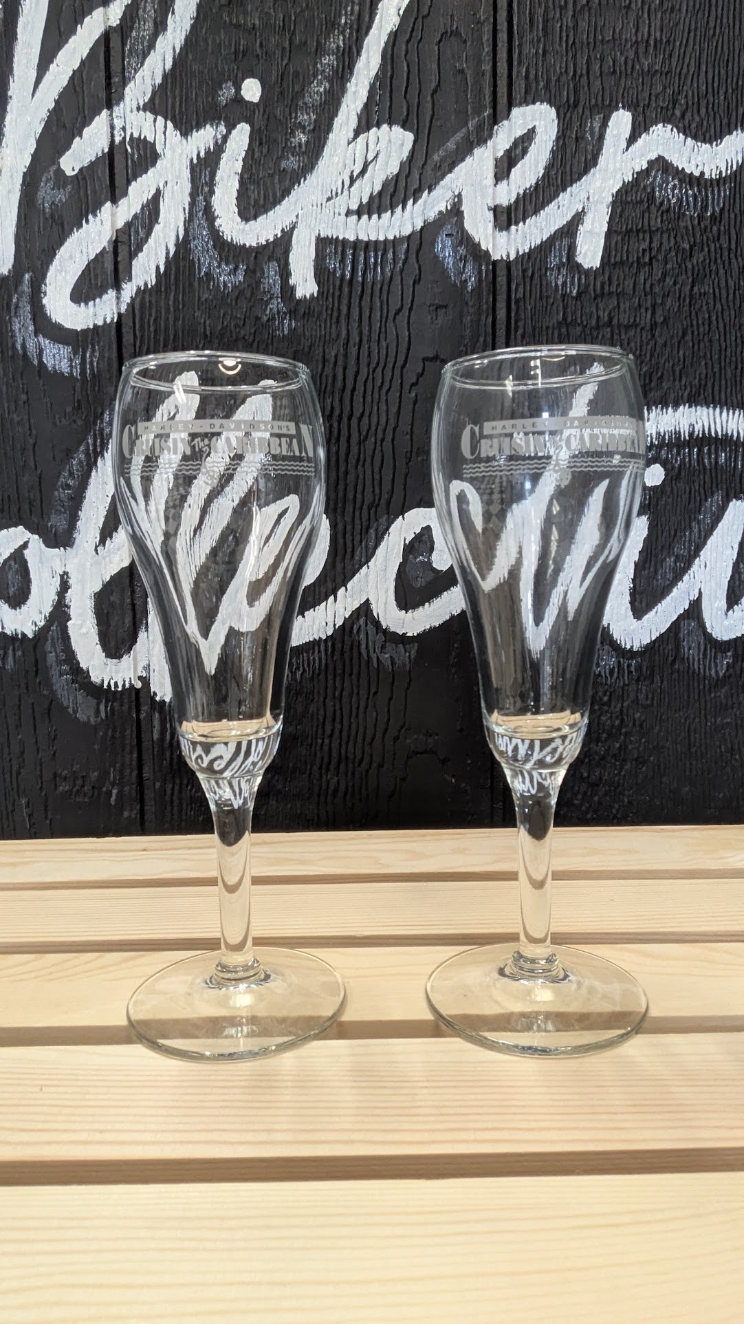 Harley-Davidson Cruisin' The Caribbean Champagne Flutes – Set of 2 Collectible Glasses