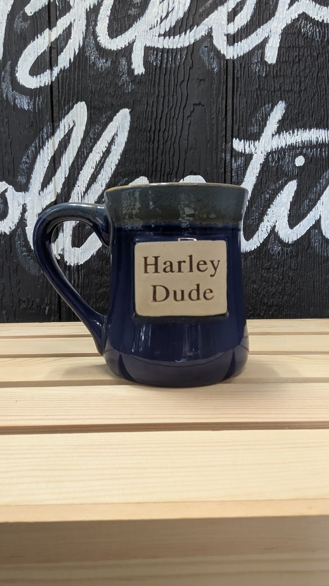 Harley Dude Blue Pottery Coffee Mug – Rustic Handmade Style Ceramic Cup