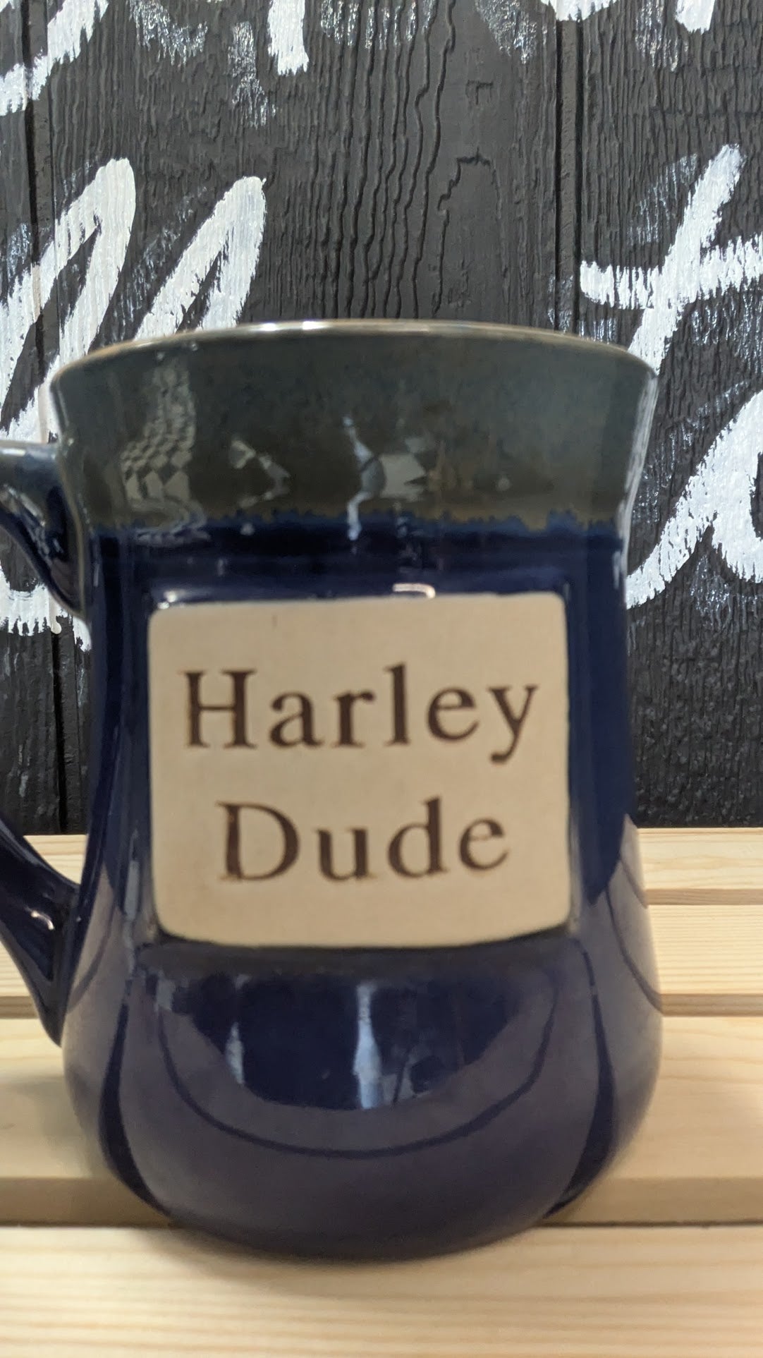 Harley Dude Blue Pottery Coffee Mug – Rustic Handmade Style Ceramic Cup