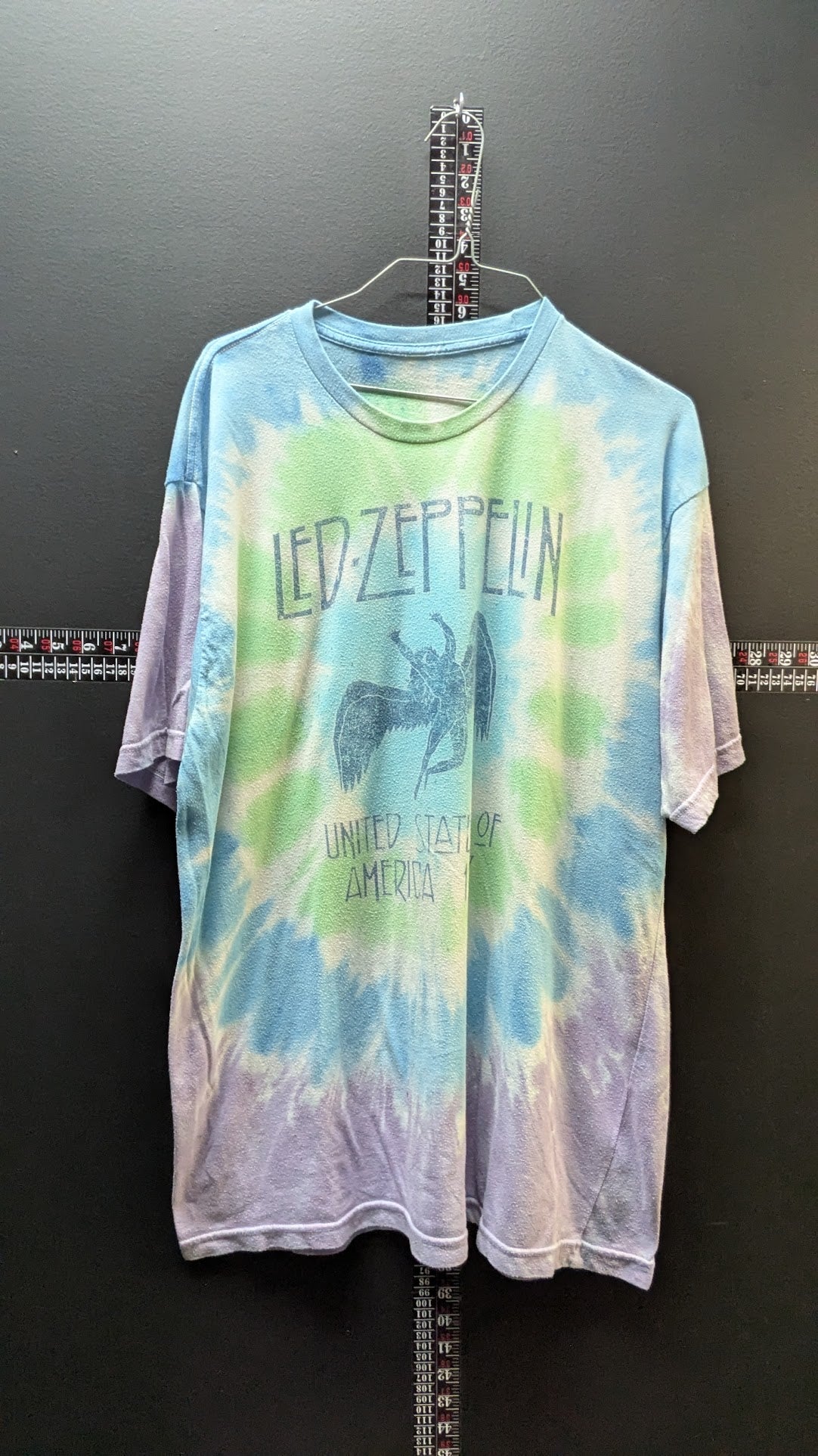 Led Zeppelin Tie-Dye Graphic T-Shirt – Blue Green Purple Wash – Adult Size Large/XL