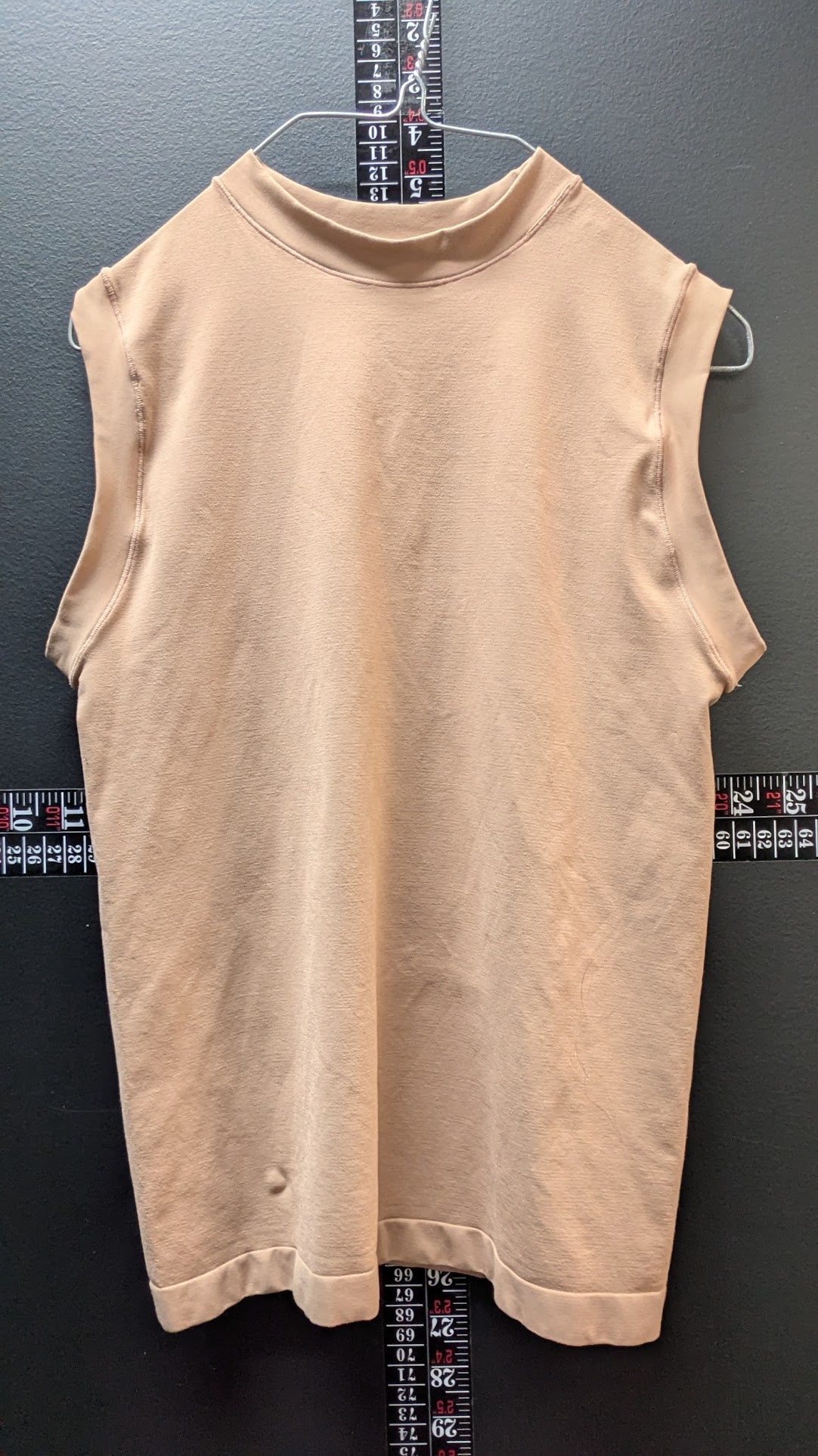 Yogalicious Womens Large Mock Neck Sleeveless Top Tan Blush Stretch Athleisure Shirt