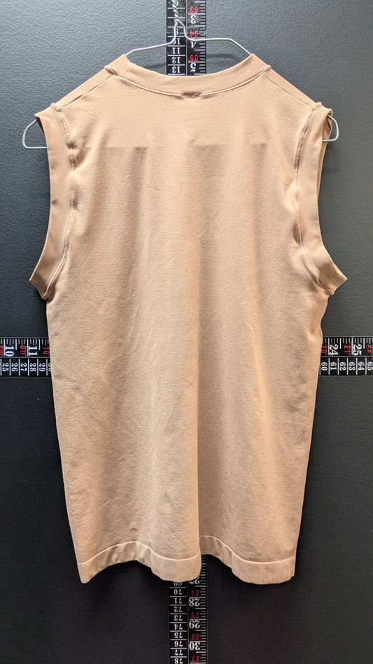 Yogalicious Womens Large Mock Neck Sleeveless Top Tan Blush Stretch Athleisure Shirt