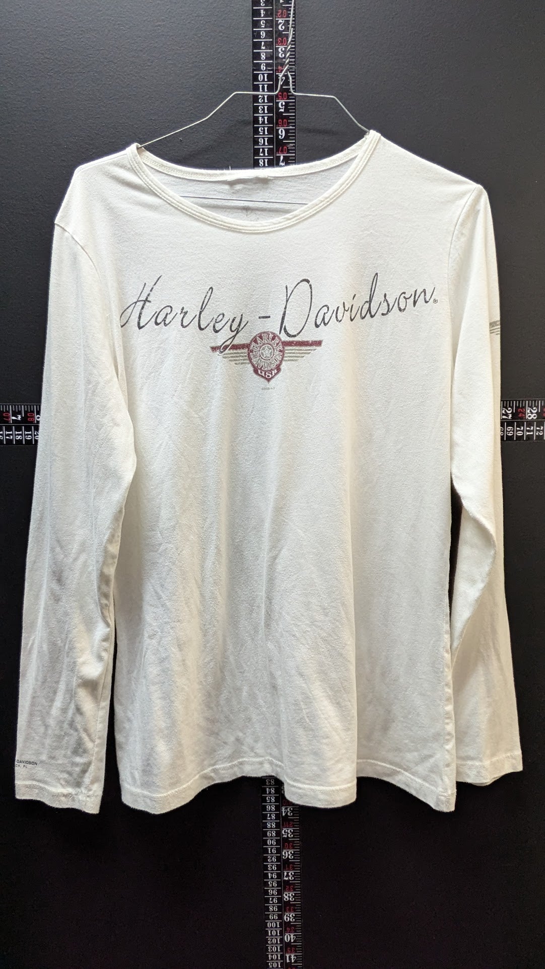 Harley-Davidson Womens Long Sleeve Graphic Shirt White Winged Logo 2008