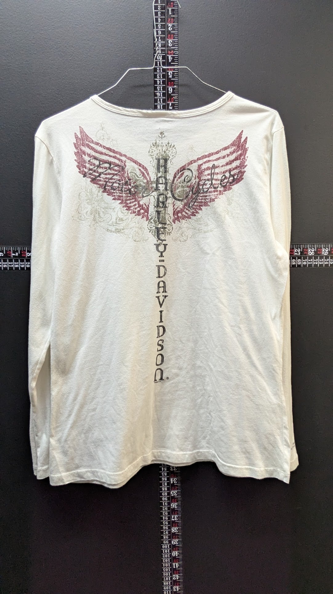 Harley-Davidson Womens Long Sleeve Graphic Shirt White Winged Logo 2008