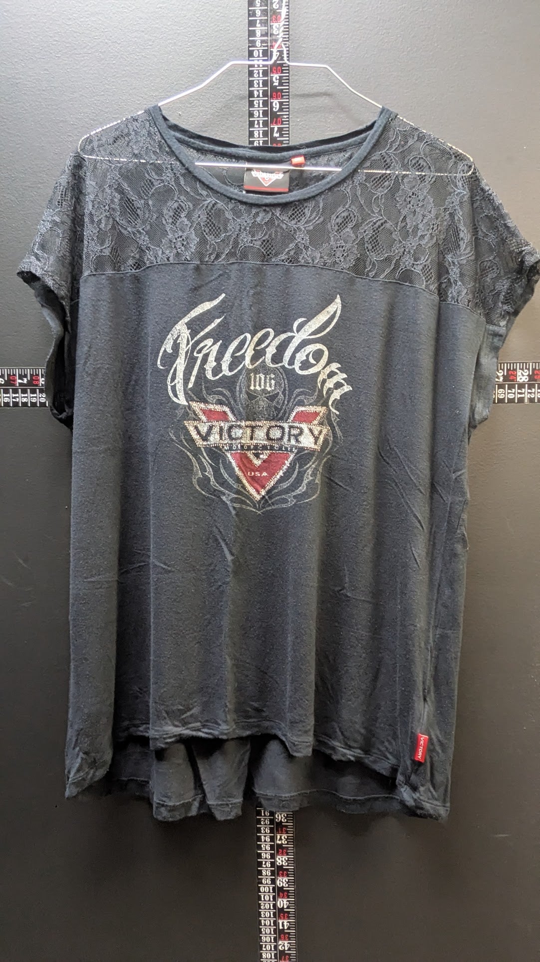 Victory Motorcycles Freedom Lace Top Women's 2XL Black Graphic T-Shirt