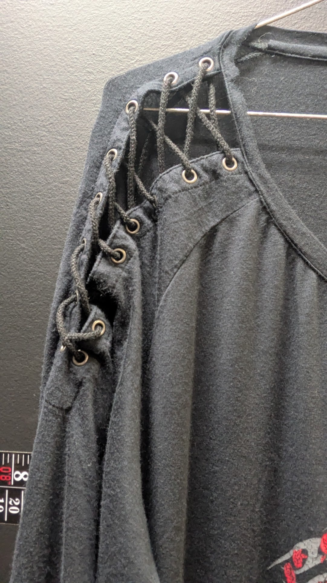 Victory Motorcycles Women's 2XL Black Lace-Up Shoulder Graphic Tunic Top