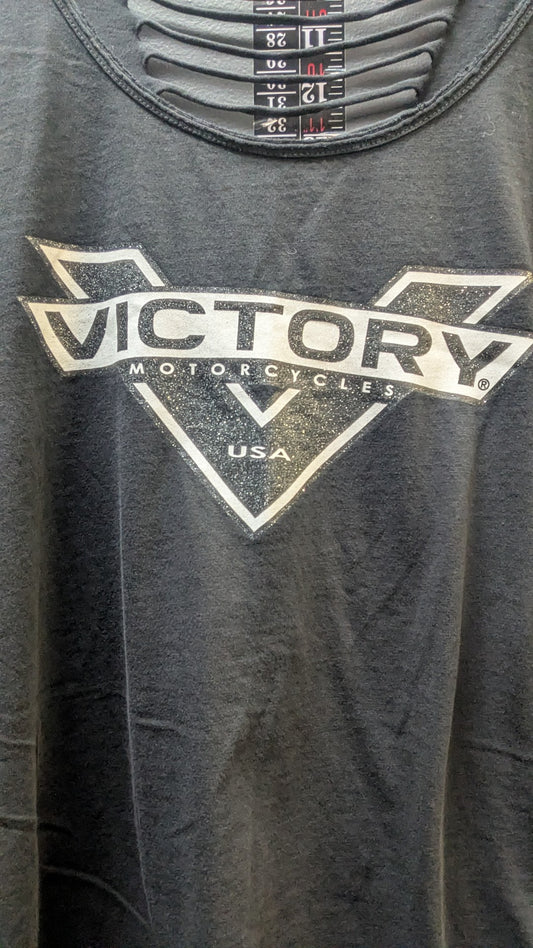 Victory Motorcycles Women's 2XL Black Slashed Back Graphic T-Shirt