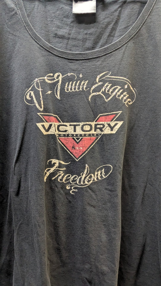 Victory Motorcycles Women's Black V-Twin Engine Freedom Graphic T-Shirt XL