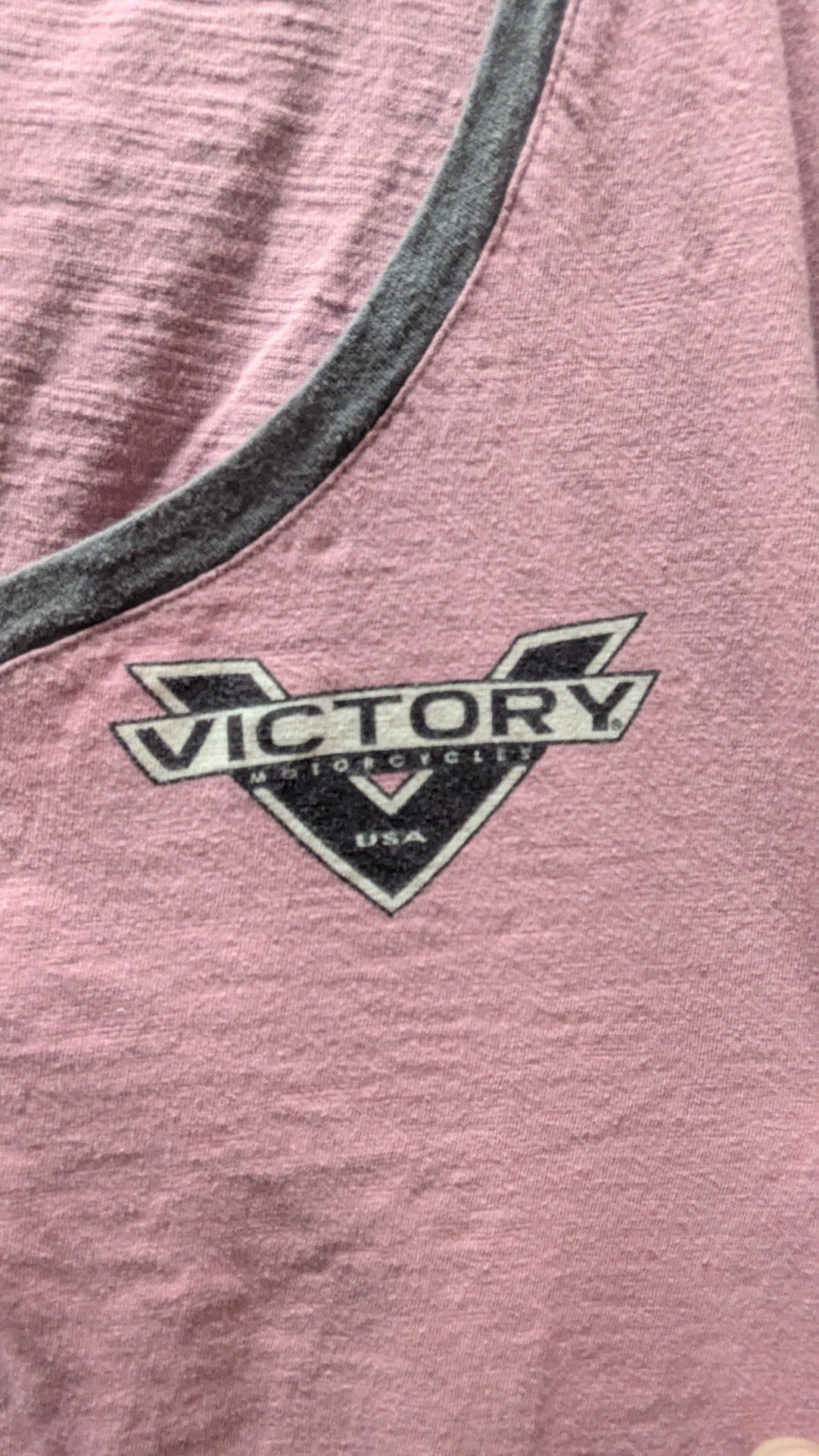 Victory Motorcycles Women's 2XL Pink Gray Henley T-Shirt Short Sleeve