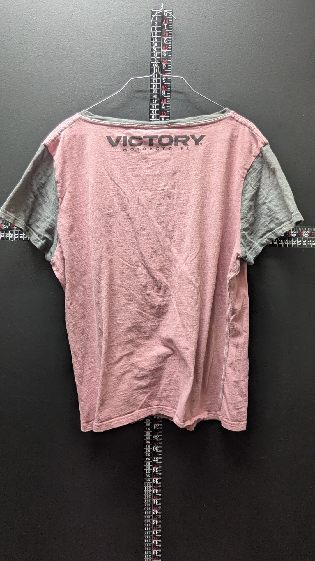 Victory Motorcycles Women's 2XL Pink Gray Henley T-Shirt Short Sleeve