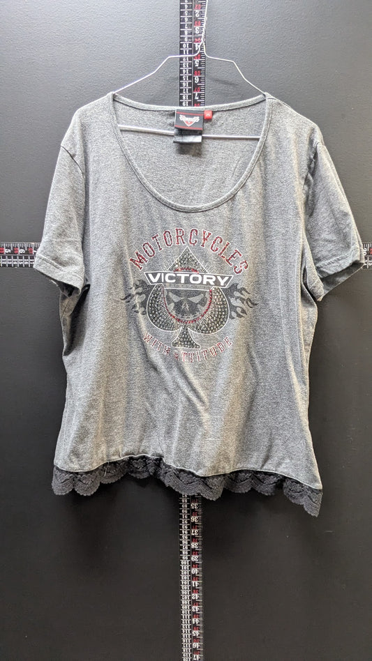 Victory Motorcycles "With Attitude" Lace Hem Women's Top – Size 2XL