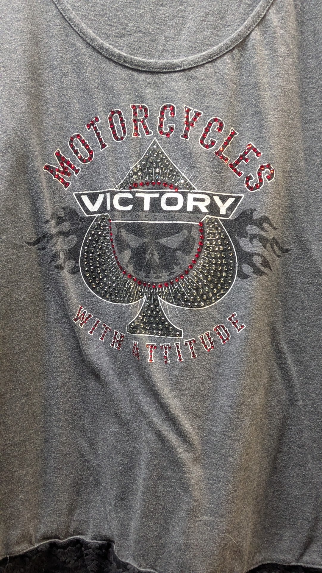 Victory Motorcycles "With Attitude" Lace Hem Women's Top – Size 2XL