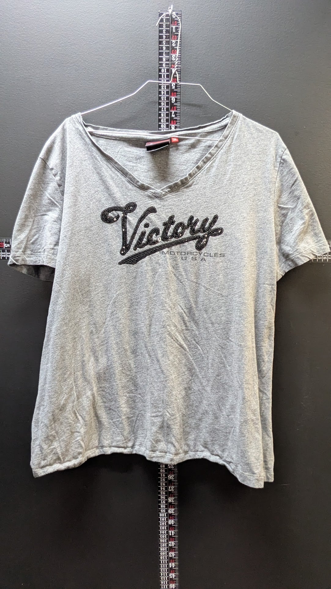 Victory Motorcycles USA Women's Beaded Logo V-Neck Top – Size 2XL