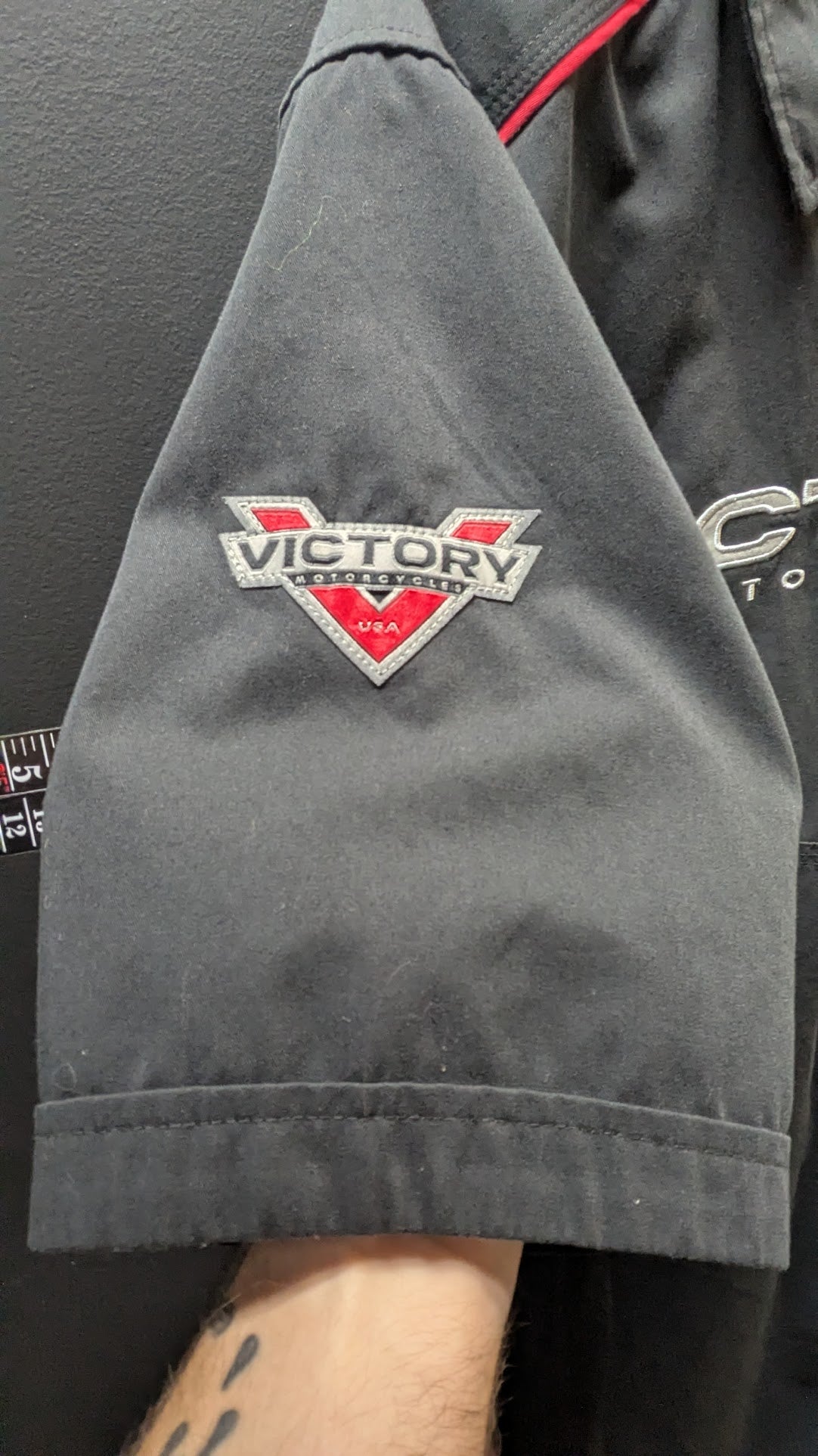 Victory Motorcycles Mechanic Shop Shirt – Men's Medium Black Button Front