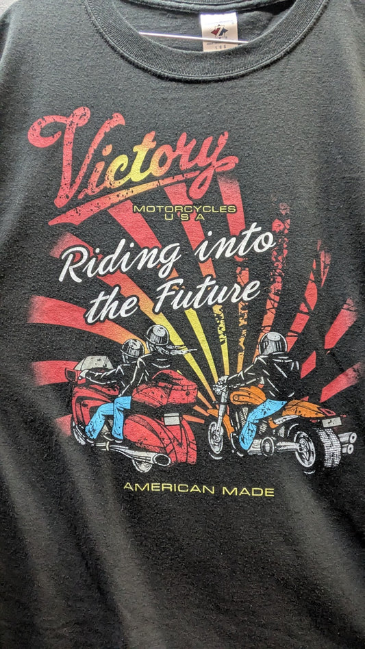 Victory Motorcycles "Riding Into The Future" Graphic T-Shirt – Men's Large Black