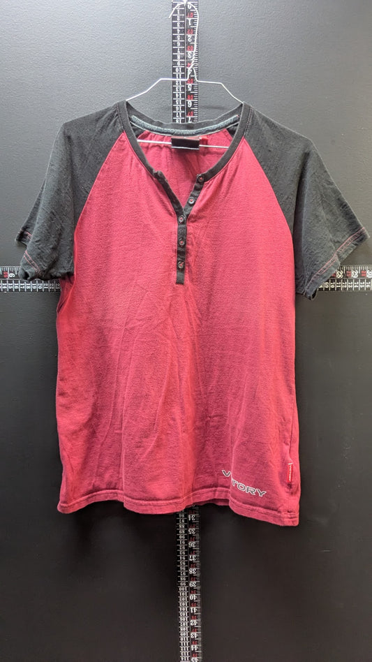Victory Motorcycles Spirit Lake Raglan Henley T-Shirt – Women's XL Red Black