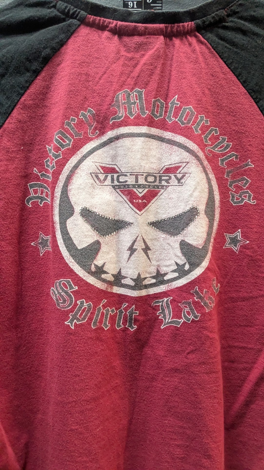 Victory Motorcycles Spirit Lake Raglan Henley T-Shirt – Women's XL Red Black