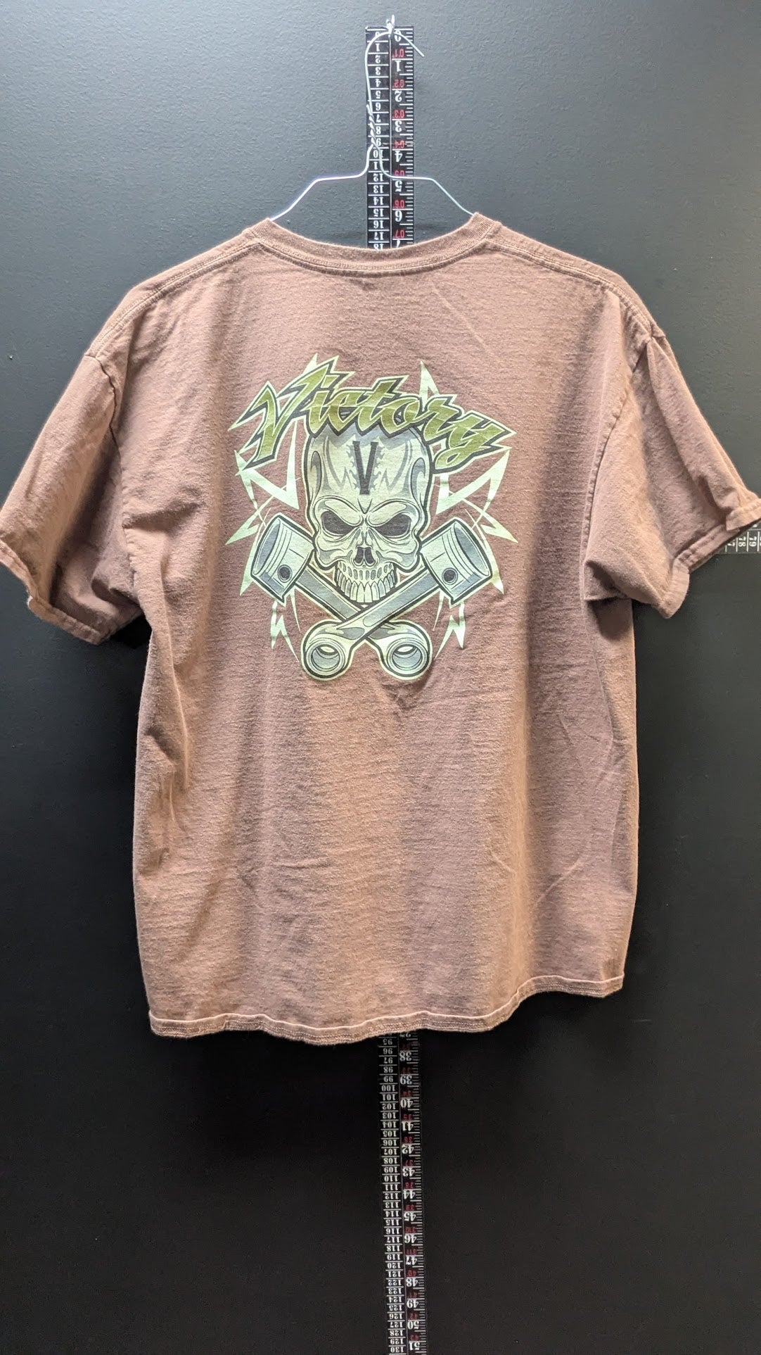 Victory Motorcycles Skull & Pistons Graphic T-Shirt – men's XL Brown
