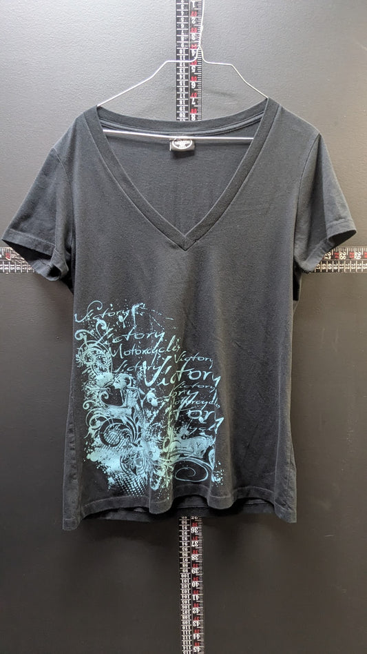 Victory Motorcycles Women's V-Neck Graphic T-Shirt – XL – Black