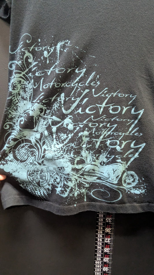 Victory Motorcycles Women's V-Neck Graphic T-Shirt – XL – Black