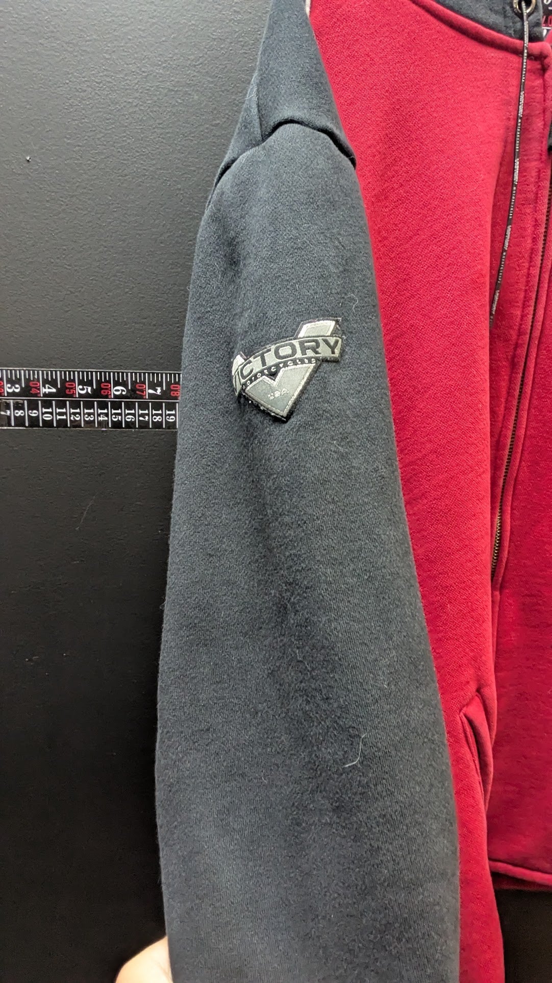 Victory Motorcycles Women's Full Zip Hooded Sweatshirt Jacket – 2XL – Red/Black