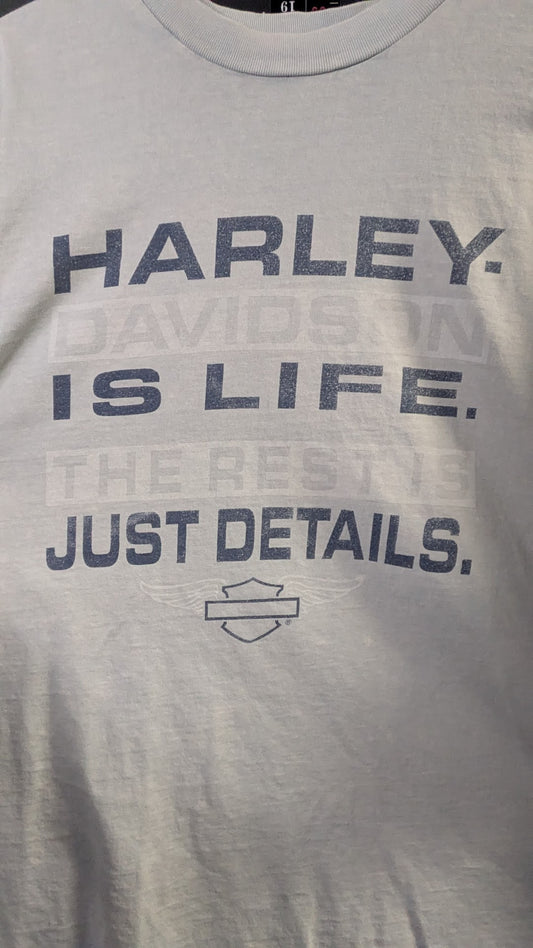 Vintage 1998 Harley-Davidson "Harley Is Life. Just Details." T-Shirt Men's XXXL Gray