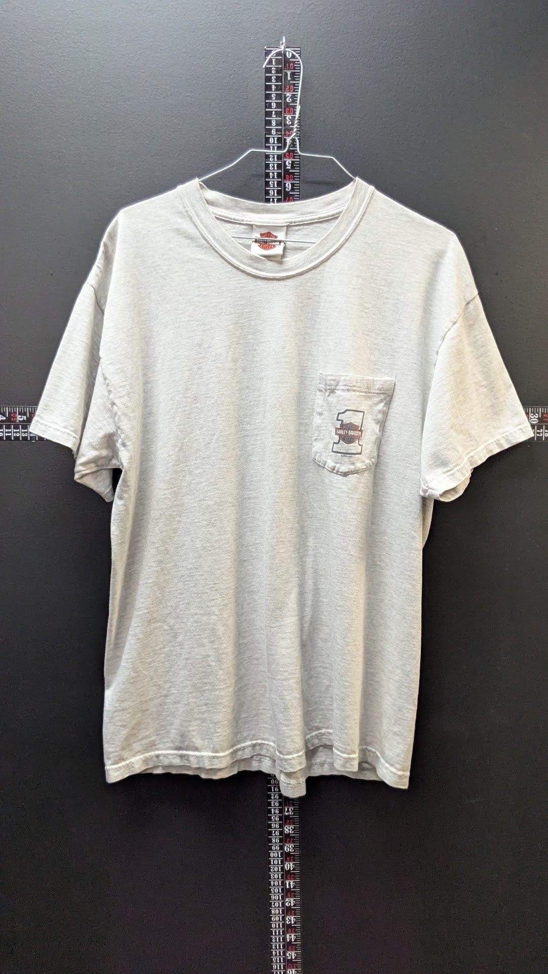 Vintage Harley-Davidson Southern Tier Pocket T-Shirt Men's Large Beige Binghamton NY