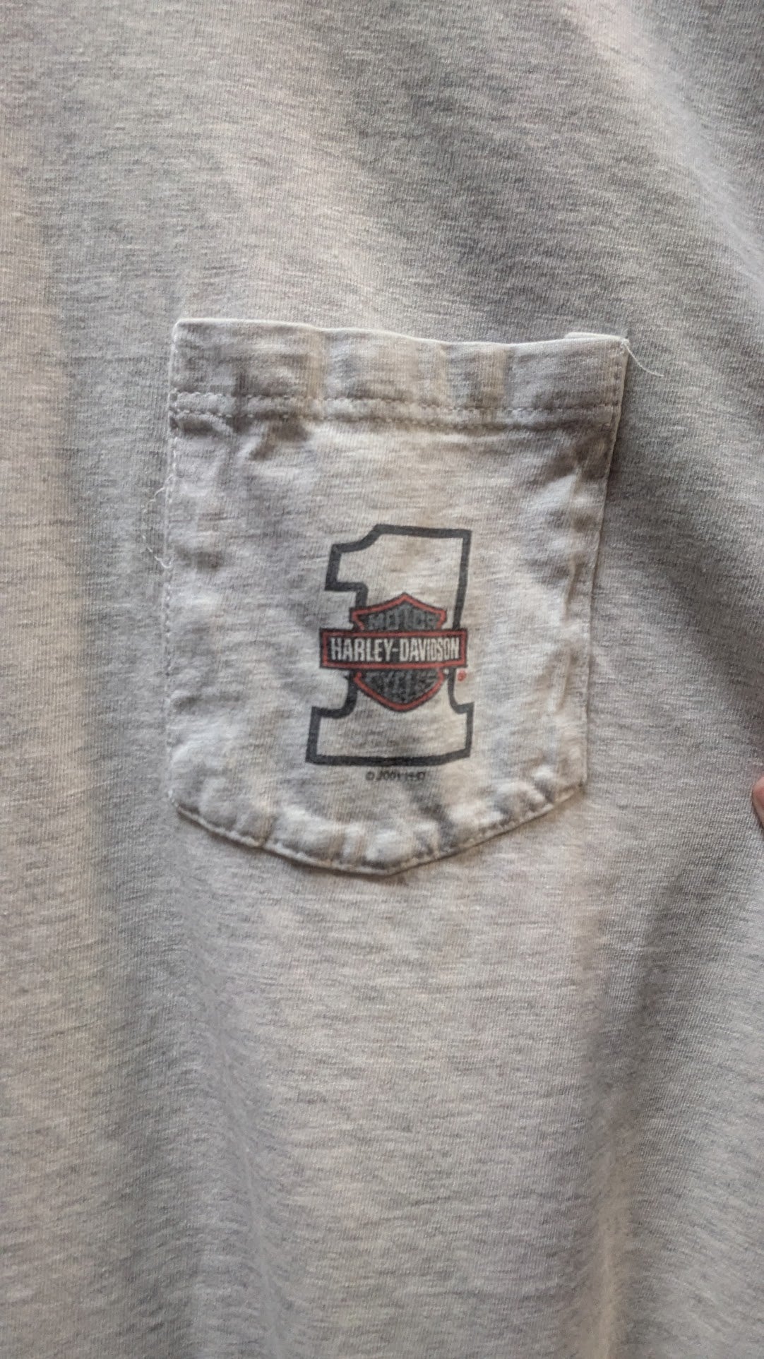 Vintage Harley-Davidson Southern Tier Pocket T-Shirt Men's Large Beige Binghamton NY