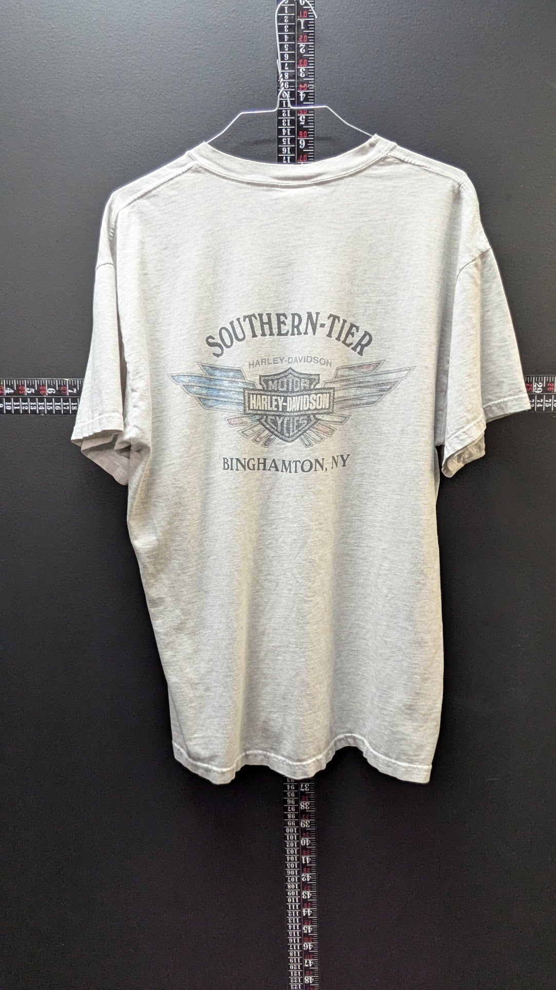 Vintage Harley-Davidson Southern Tier Pocket T-Shirt Men's Large Beige Binghamton NY