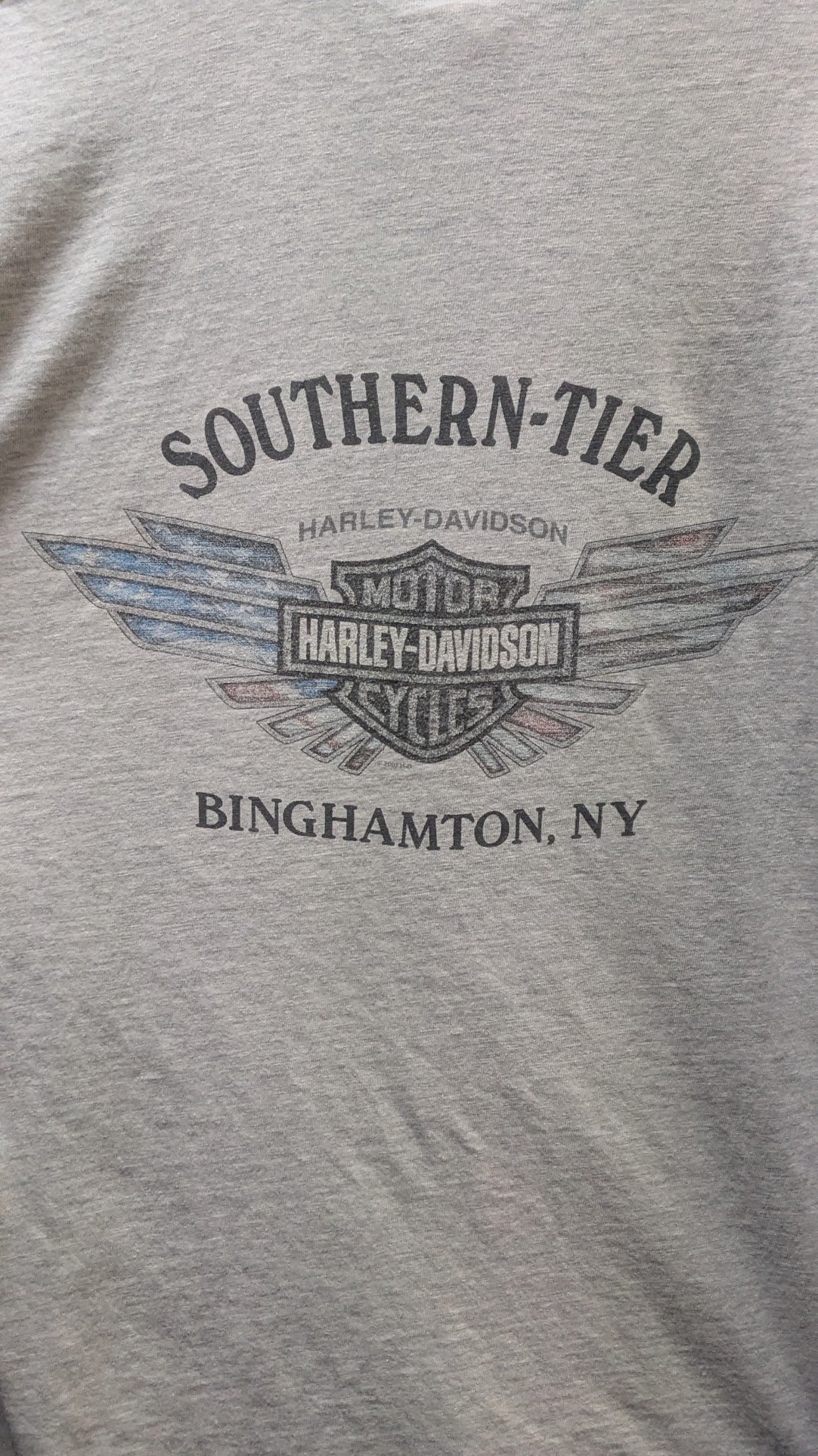 Vintage Harley-Davidson Southern Tier Pocket T-Shirt Men's Large Beige Binghamton NY