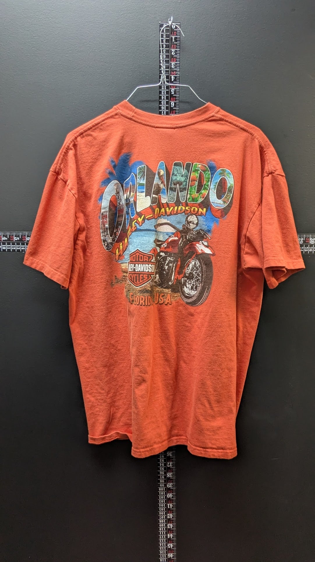 Harley-Davidson Orlando Florida T-Shirt Men's XL Orange Dealer Tee