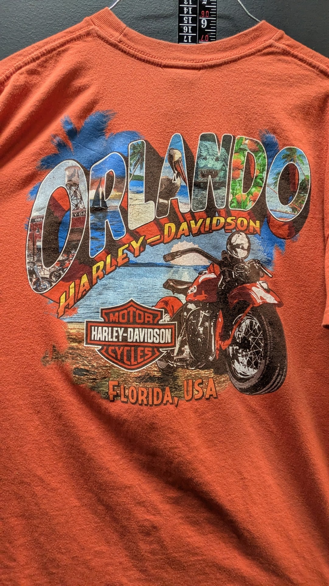 Harley-Davidson Orlando Florida T-Shirt Men's XL Orange Dealer Tee