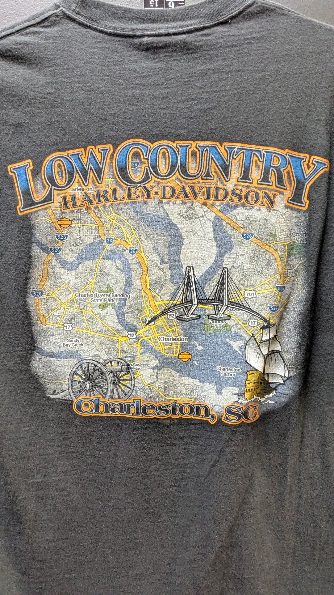 Vintage Harley-Davidson Low Country Charleston SC Wolf T-Shirt Men's Large Black USA Made