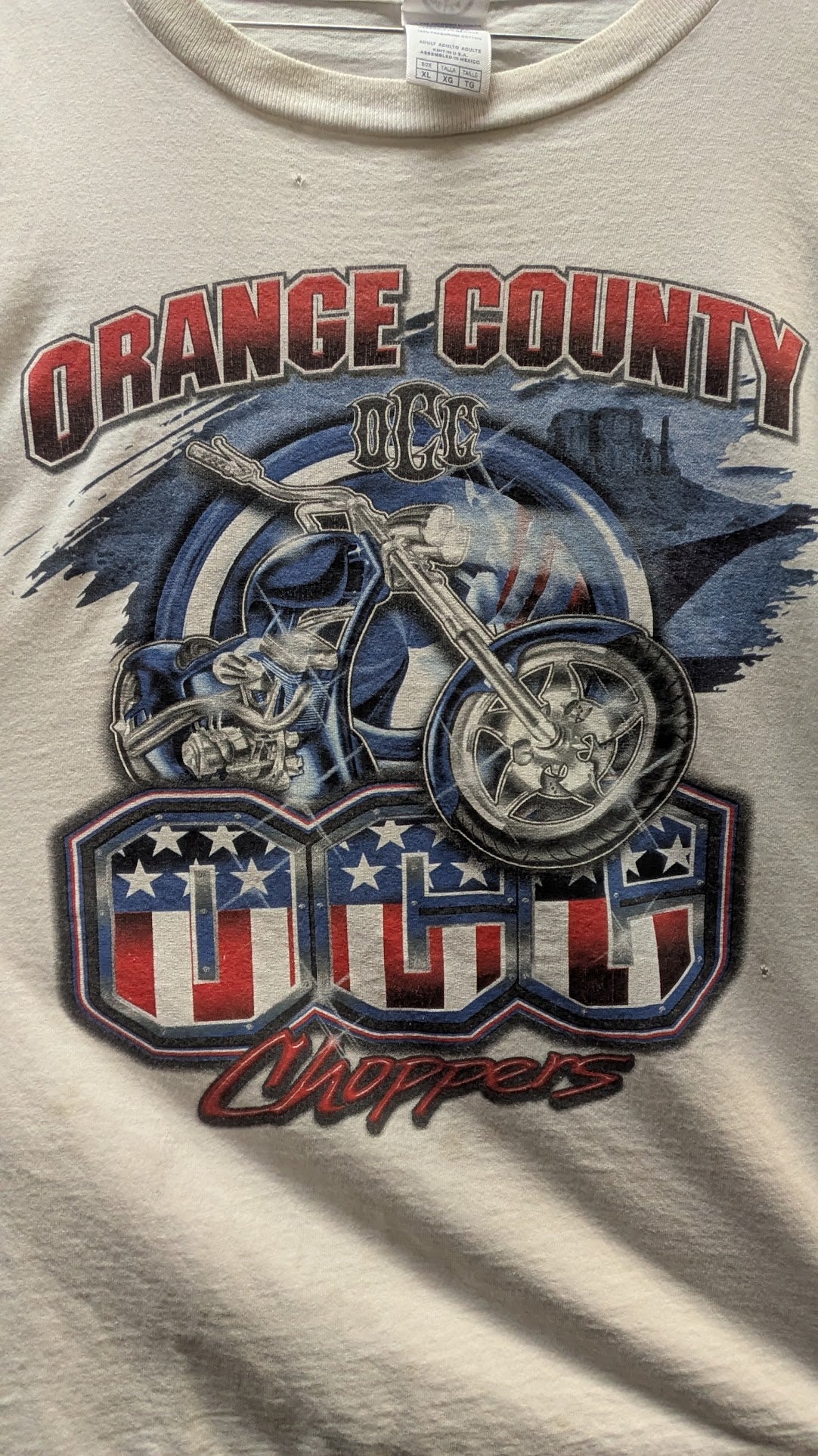 Vintage Orange County OCC Choppers T-Shirt Men's XL White Motorcycle Graphic