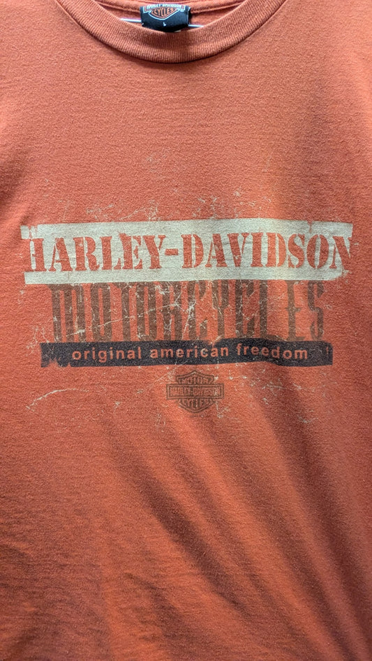 Vintage Harley-Davidson Mile High Aurora Colorado T-Shirt Men's Large Orange
