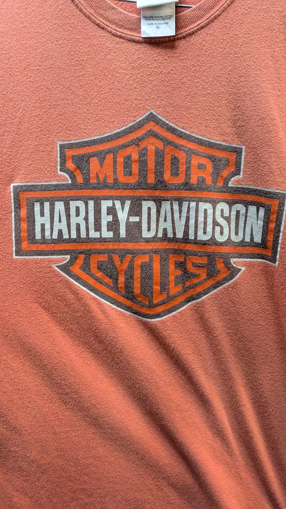Vintage Harley-Davidson Wiebler's Quad Cities T-Shirt Men's XL Orange Iowa USA