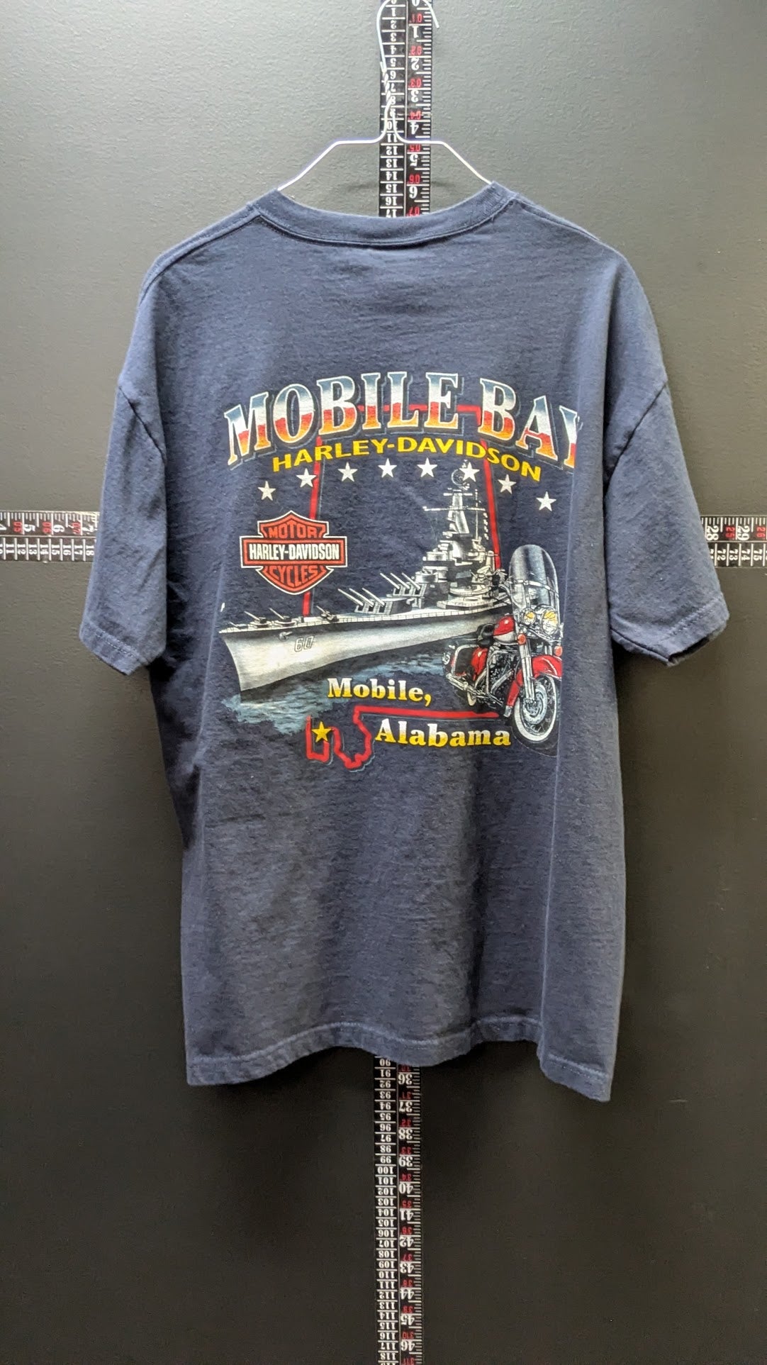 Vintage Harley-Davidson Mobile Bay Alabama T-Shirt Men's Large Navy Blue USA