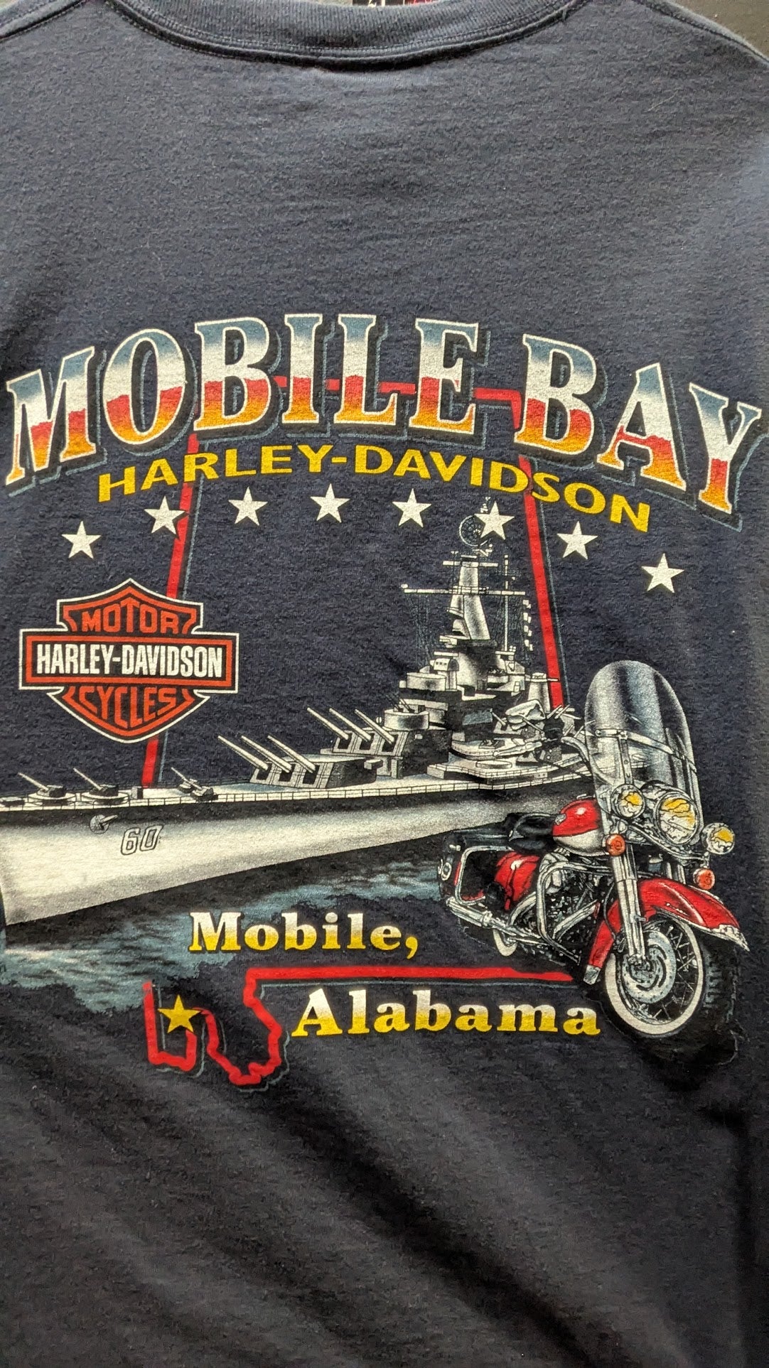 Vintage Harley-Davidson Mobile Bay Alabama T-Shirt Men's Large Navy Blue USA
